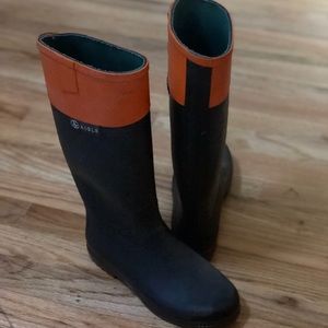 Aigle Brown and Orange Rain boots